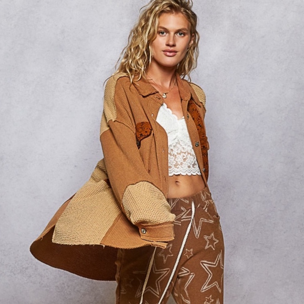 Pol Brown And Tan Patchwork Jacket - image 4